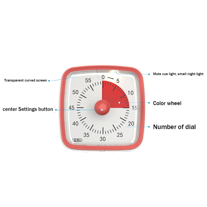 60-Minuten-Timer, Klassen zimmer-Timer, Countdown-Timer für Kinder und Erwachsene, Zeitmanagement-Tool für Grau unterricht