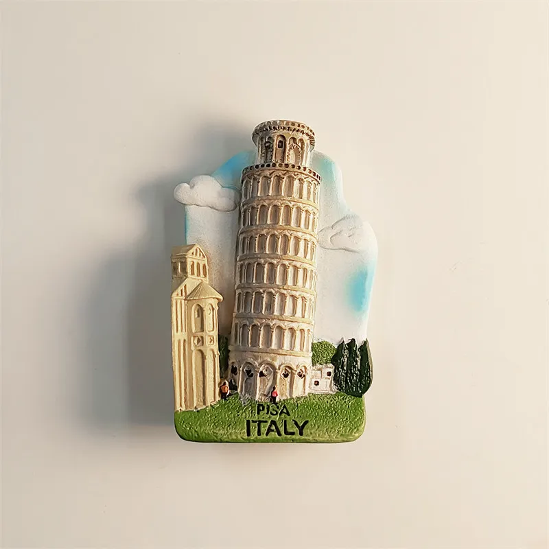 Leaning Tower of Pisa 3D Tourist Souvenirs, 3D Painted Decorative Crafts, Magnetic Fridge Magnets, Resin Material