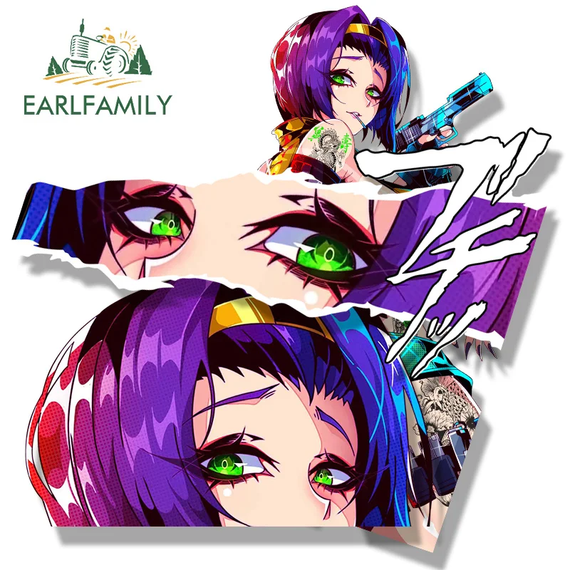 EARLFAMILY Gyaru Faye Valentine Fanart Car Sticker Hot Anime Cartoon Waifu Decal JDM Peek Girl Graffiti Sketch Stickers Car Wrap