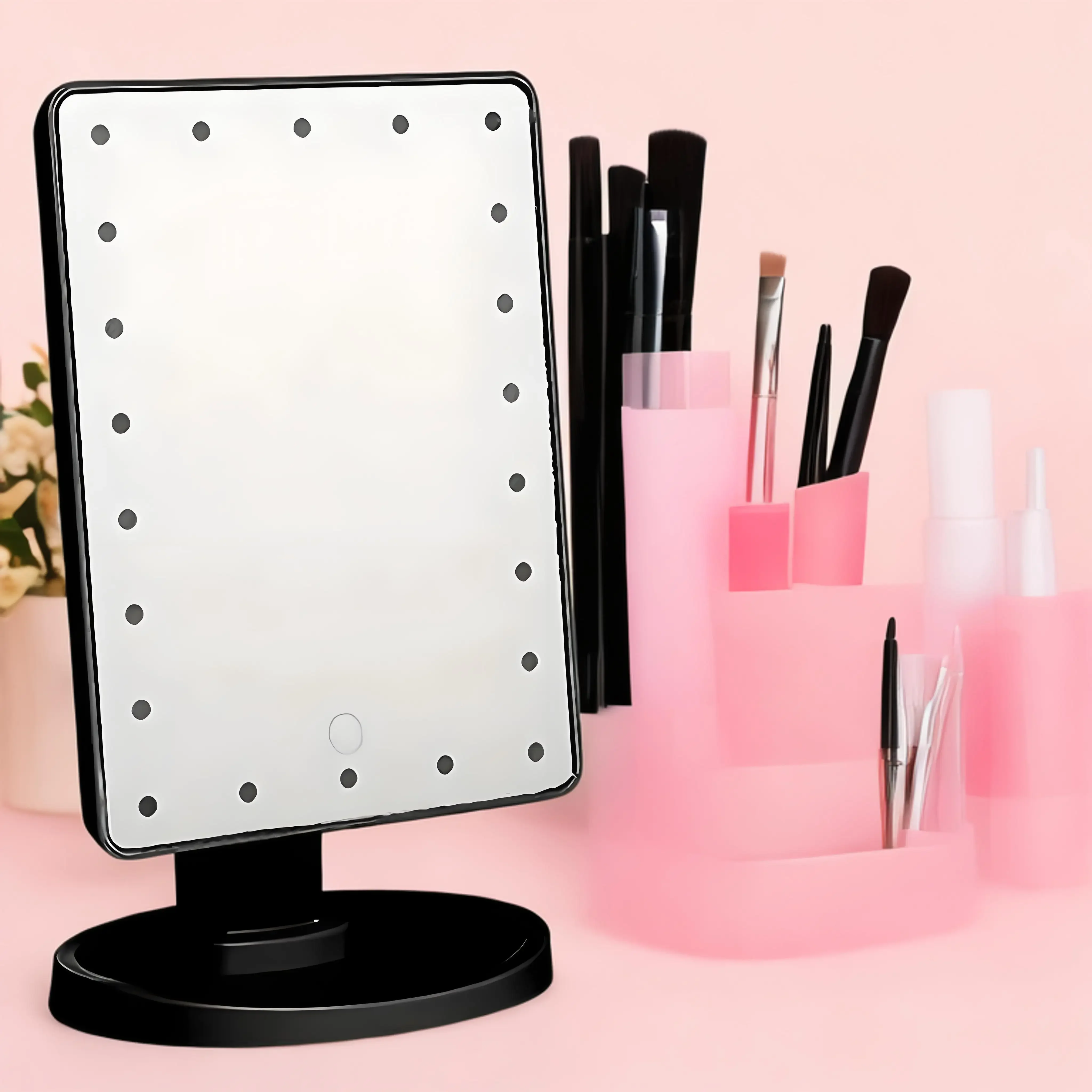 1 pz specchio per il trucco luminoso 360 ° rotante specchio quadrato per il trucco creativo specchio da trucco Touch Screen portatile e alla moda nuovo