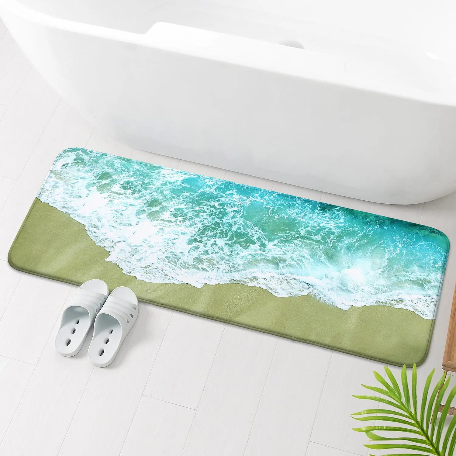 

Цельный волнистый пляжный коврик для ванной, ультрамягкий водопоглощающий полиэстер, нескользящий ковер, стиральная машина, прямоугольный плюшевый нож