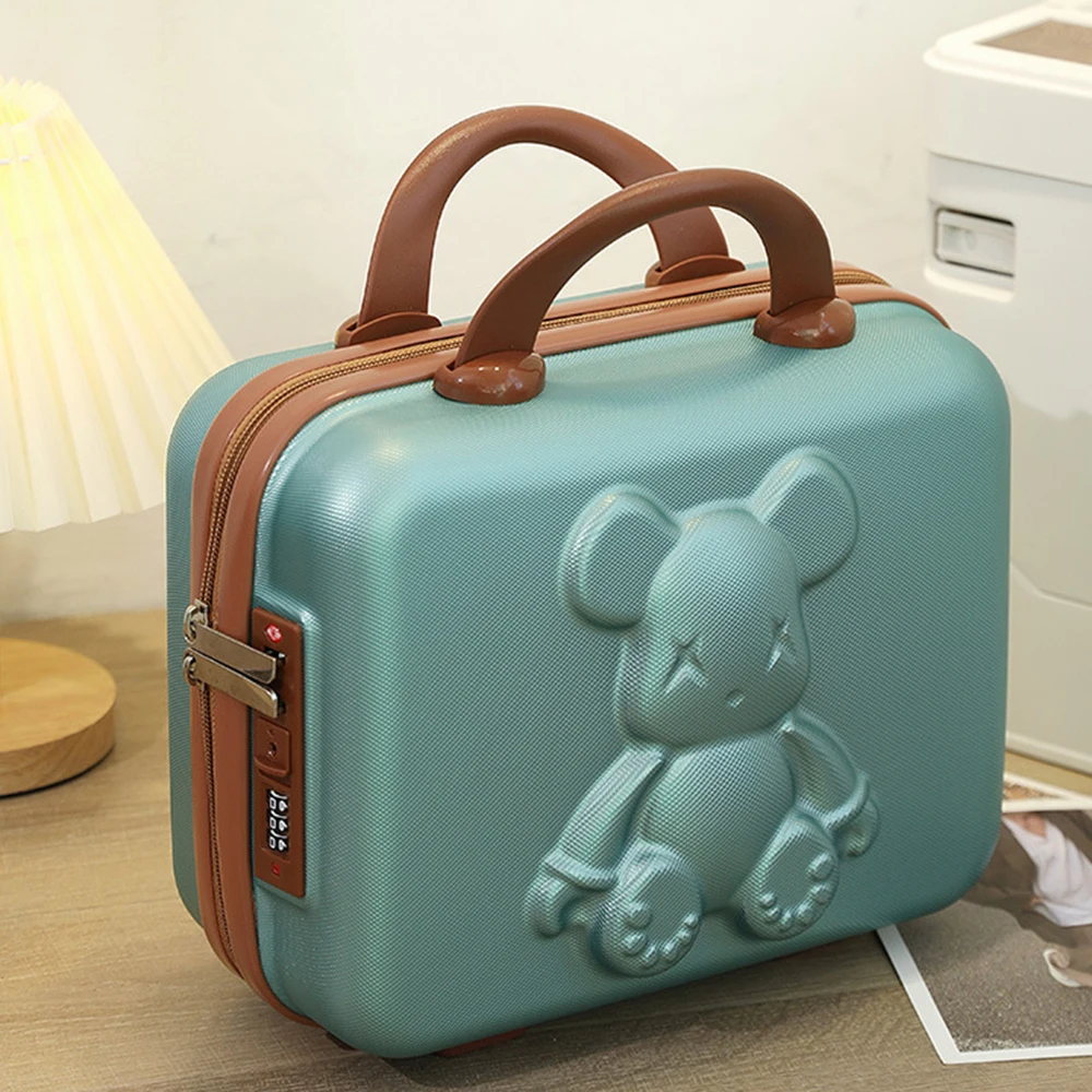 Cartoon Bear Mini Portable Carrying Suitcase Waterproof 14 Inch Gift Cosmetic Box Small Boarding Case Travel Rolling Luggage