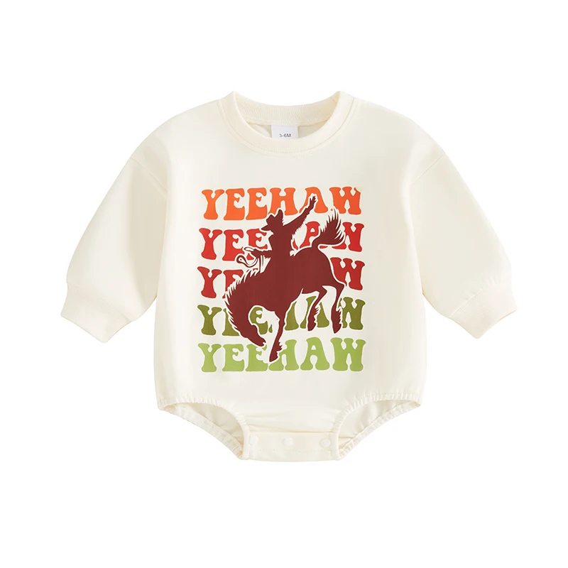 Toddler Baby Sweatshirt Romper Casual Western Truck Print Long Sleeve Jumpsuit for Newborn Girl Boy Cute Clothes