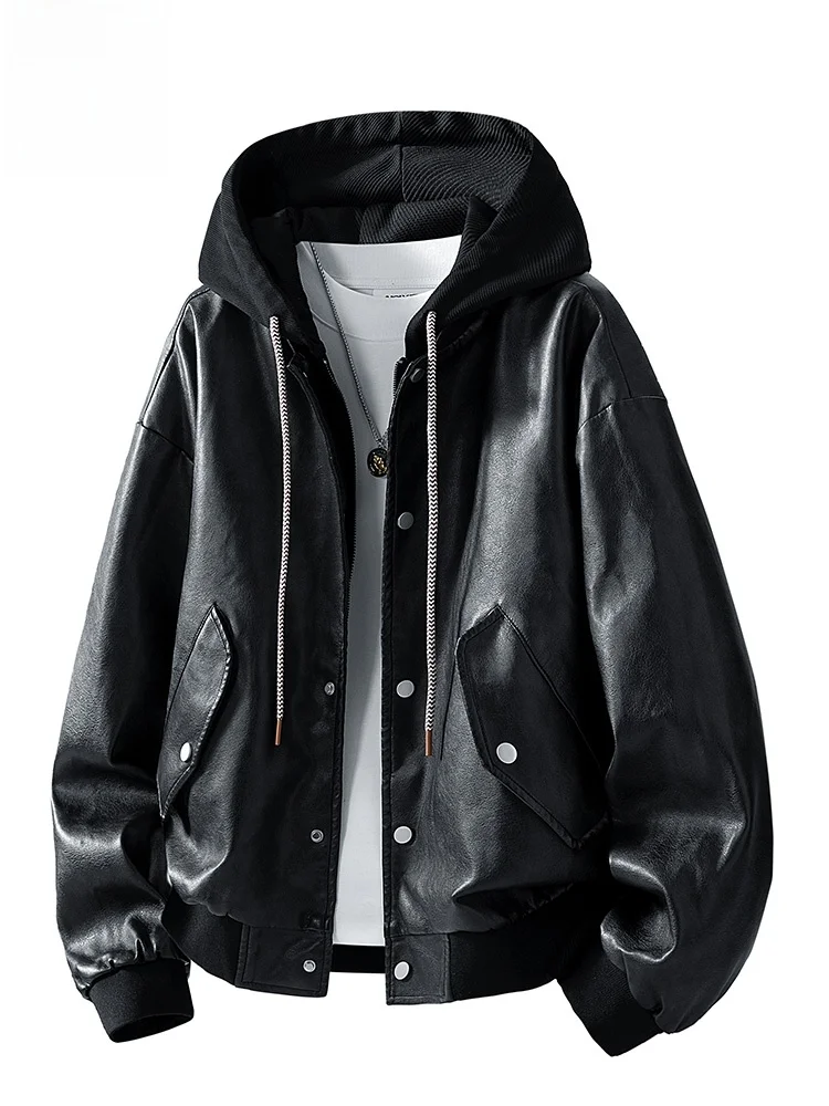 

Мужская кожаная куртка в американском ретро-стиле, осенне-зимняя, новая модная, свободного кроя, повседневная рабочая куртка из искусственной кожи
