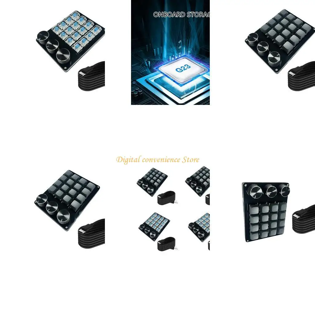 

Механическая макроклавиатура 97QA с 16 клавишами и персонализированной ручкой, переключателями с возможностью горячей замены для