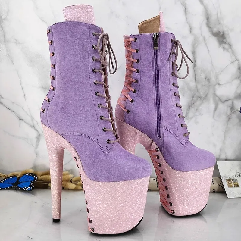 

New Women 20CM/8inches Suede Upper Plating Platform Sexy High Heels Boots Pole Dance Shoes 145