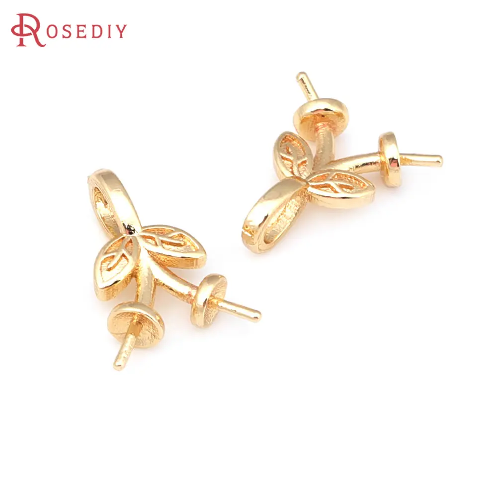 Hohe Qualität 18K Gold Farbe Messing Halb Loch Perle Perlen Verbinden Charms Perlen Kappen Diy Schmuck Machen Zubehör