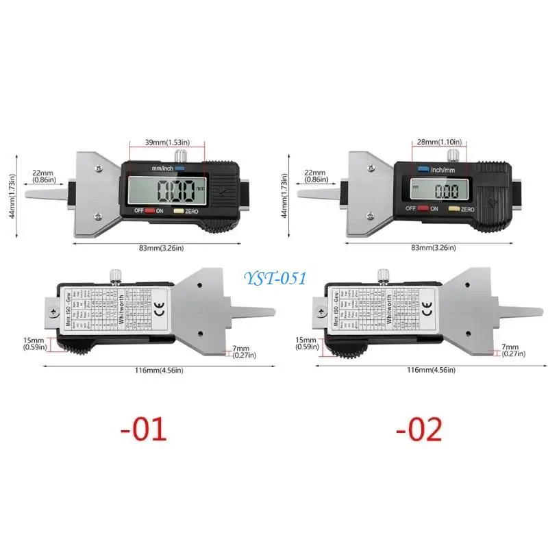 E15A سيارة الإطارات فقي عمق اختبار المقاوم للصدأ شاشة ديجيتال 0-25.4 مللي متر متر مقياس لشاحنة الإطارات فقي مدقق أدوات الرصد