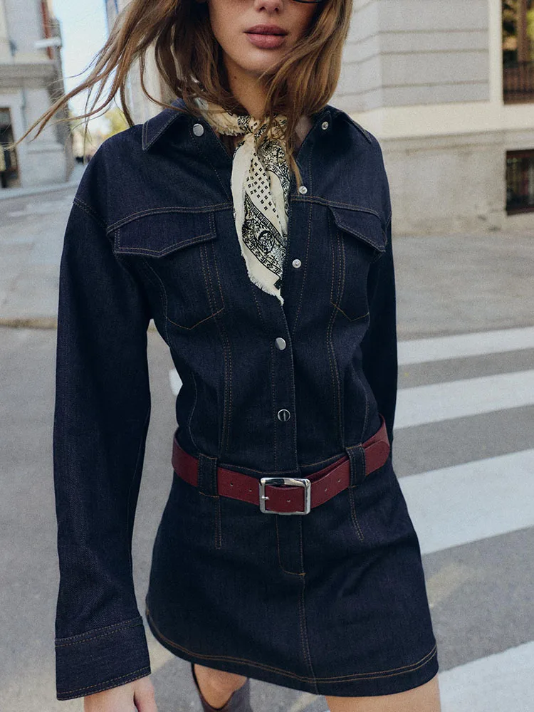 Faionable ort Denim Dr con cintura per donna Nuovo arrivo inverno 2025 Ele Versatile cappotto da donna europeo Sle lungo...