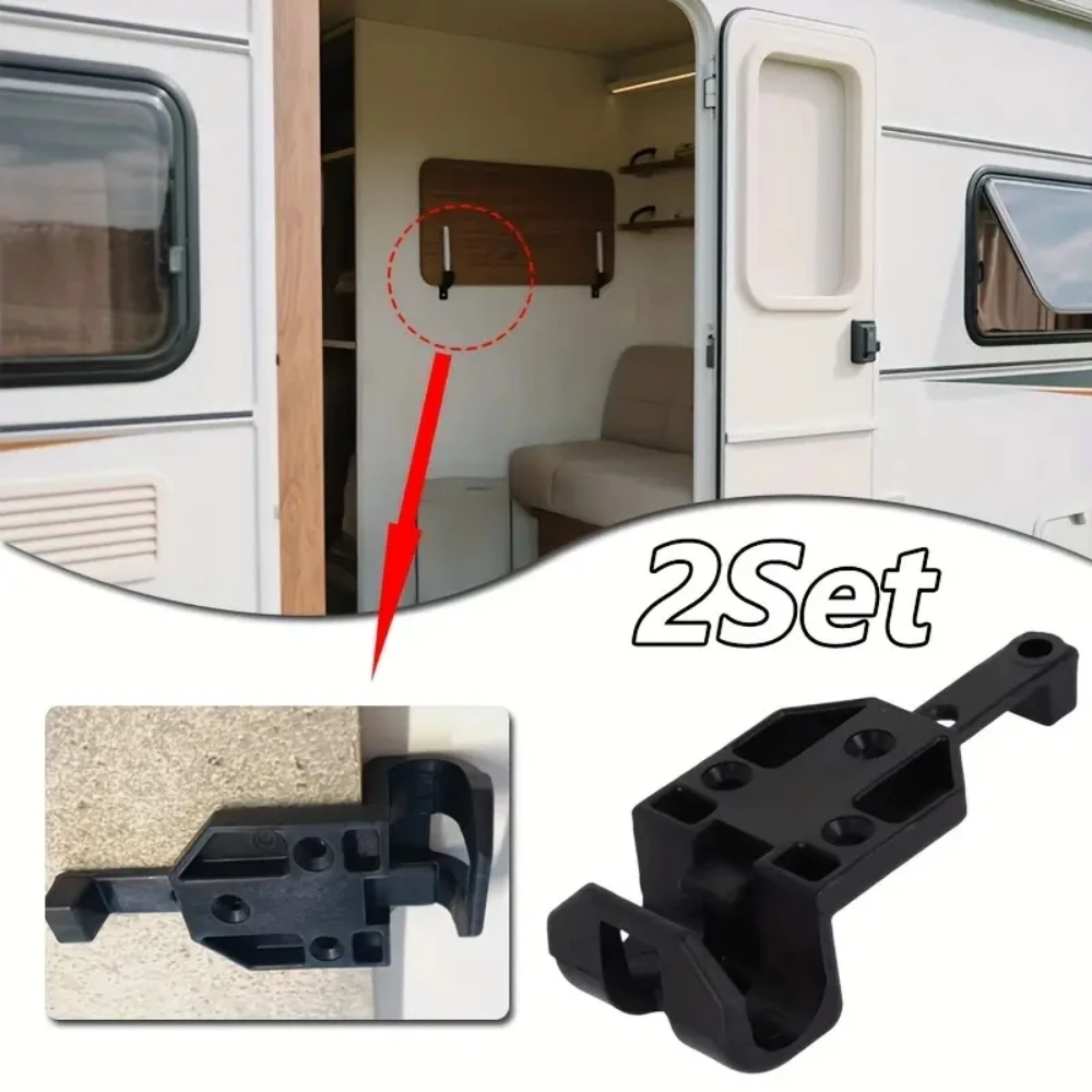 2PCS Caravan Black Sliding Table Rail Bracket Safety Catch Hook Motorhome Camper Accessories
