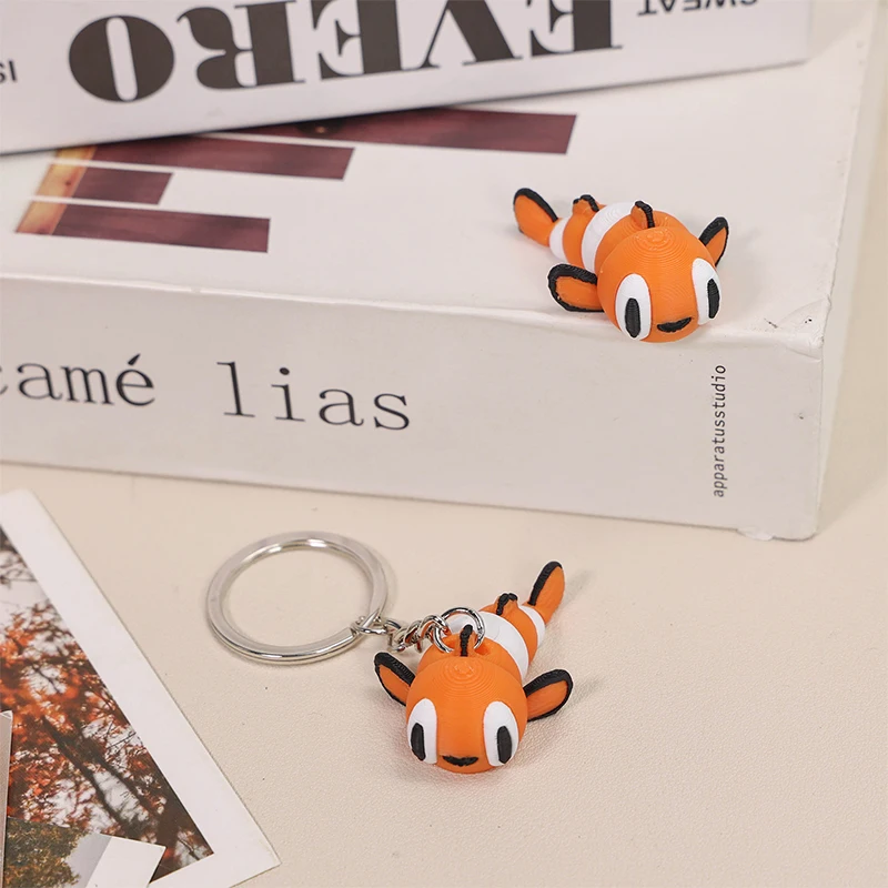Cute Clownfish Keychain 3D Printed Cartoon Nemo Key Ring Cute Animal Pendant For Backpack Handbag Car Key Charm Gift