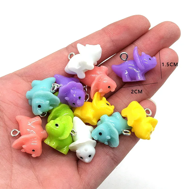 10Pcs Colorful Little Dinosaur Charms Cartoon Resin Pendant For Making Bracelet Necklace Earrings Handmade Accessories Supplies