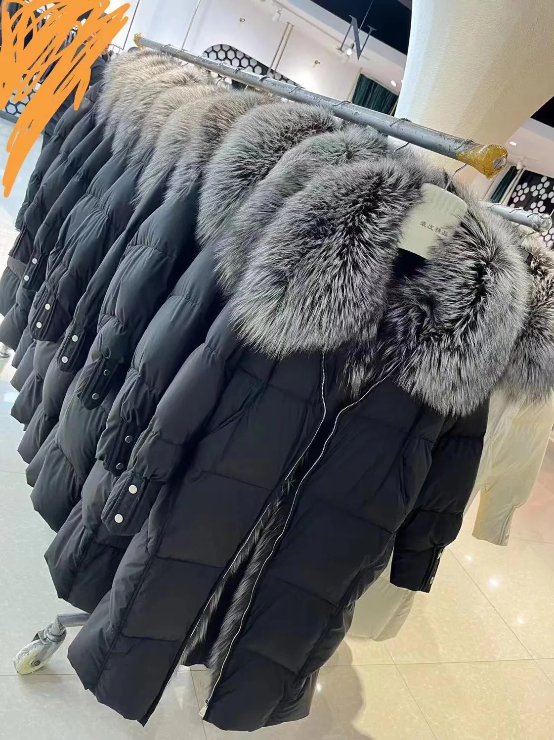 Imagem -05 - Furyoume Longo Ganso para Baixo Cabolsa para as Mulheres Engrossar Parka Cabolsa Quente Grande Real Fox Fur Collar Feminino Cabolsa de Inverno Moda