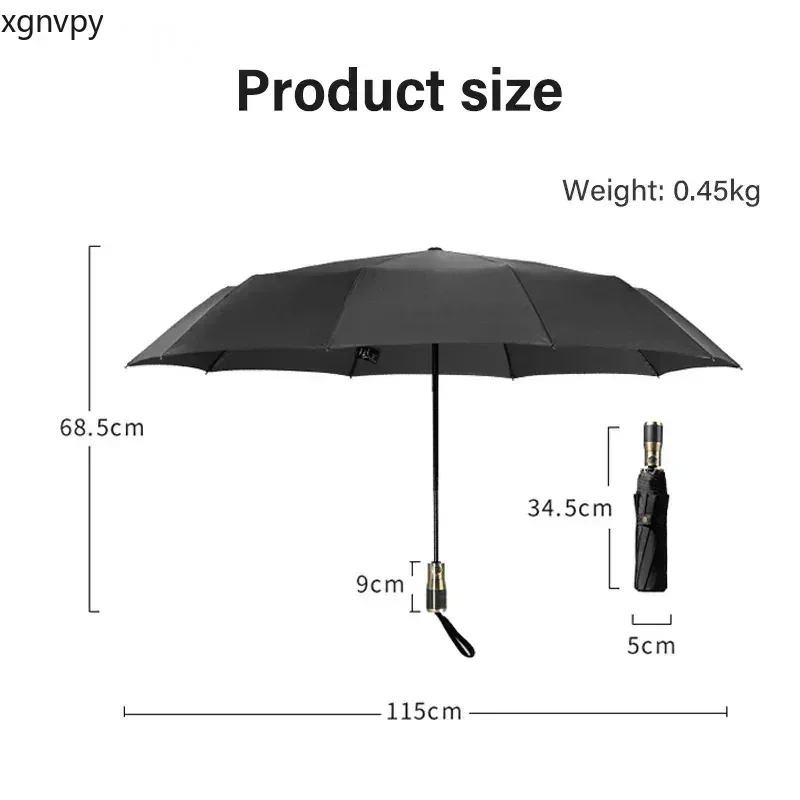 xgnvpy Automatic Carbon Fiber Handle Business Folding Men Umbrella Luxury Big Windproof 10 Ribs Outdoor Compact