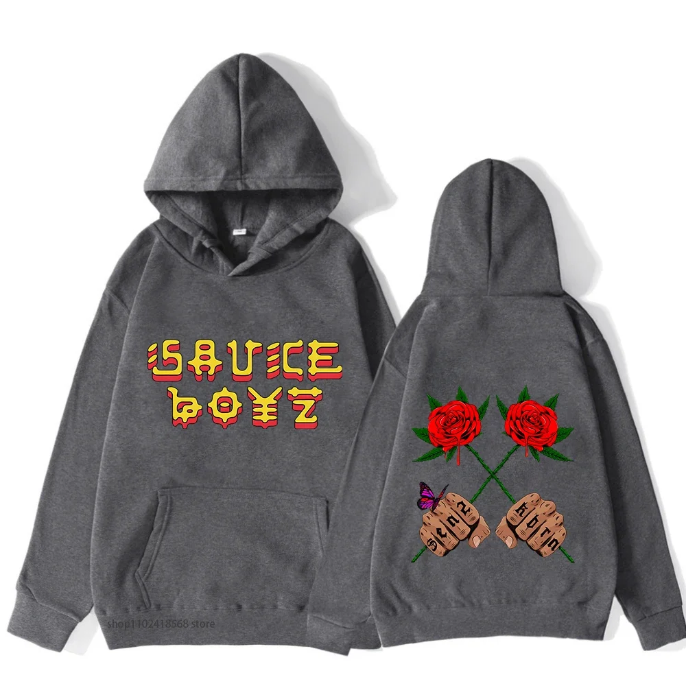 

Eladio Carrion Sauce Boyz Monarca Hoodies Rose Graphic Sweatshirt Fashion Manga Anime Clothes Men/women Casual Fleece Streetwear