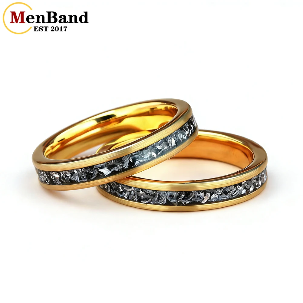 

Кольцо MenBand Etsy в том же стиле, 4 мм, женское, из карбида вольфрама, с инкрустацией из метеорита, матовое, с эффектом браширования, обручальное, модные ювелирные изделия, подарки