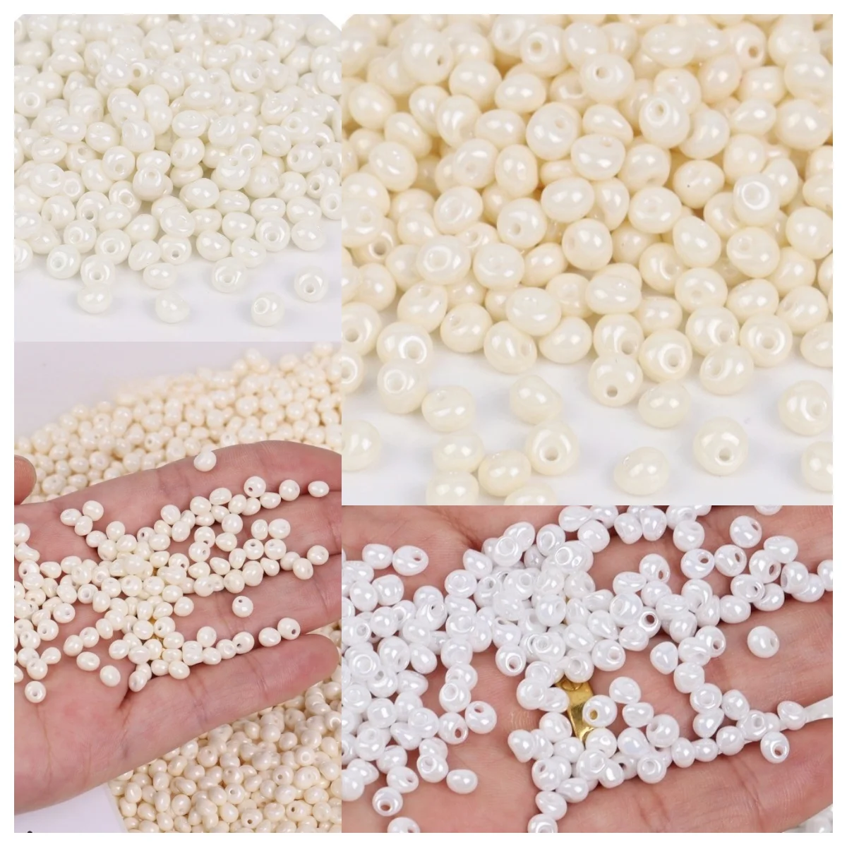 Super Exzellente Weiße Serie 4mm Teilweise Gebohrte Wassertropfen-Glasperlen, DIY-Perlen, Lose Perlen-Zubehör