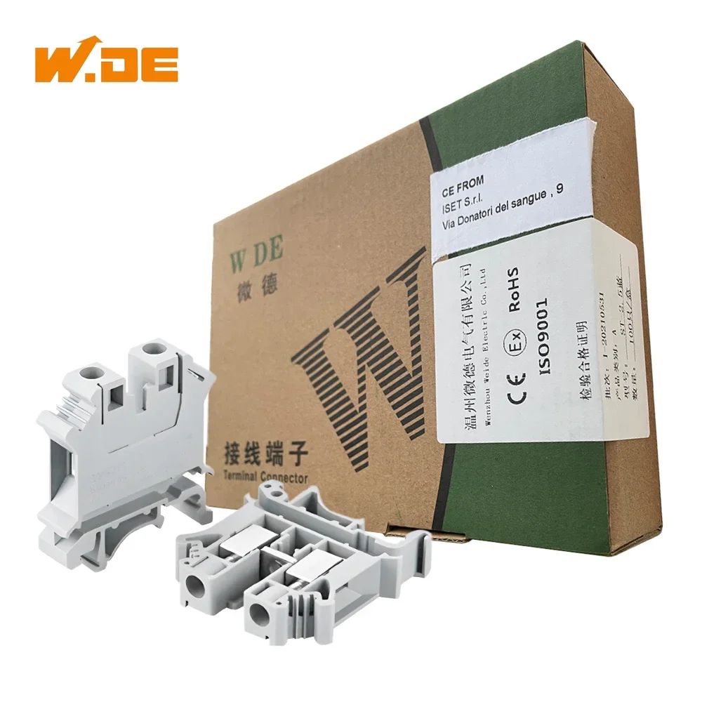 

50Pcs Din Rail Terminal Block UK-10N Universal Screw Connection Connector UK10N 76A Wire Conductor