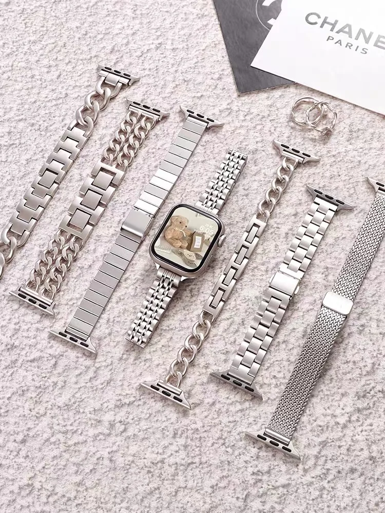 Suitable for male and female wearing on iWatch9/8/7and41/45mm stainless steel watch straps, compatible with iWatchSE6/5/starry