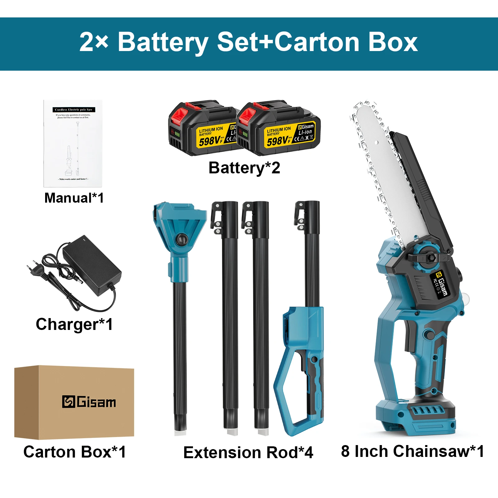 GΣ 8 inch borstelloze telescopische paal elektrische kettingzaag hoge takzaag tuin snoeien elektrisch gereedschap voor Makita 18V batterij pin