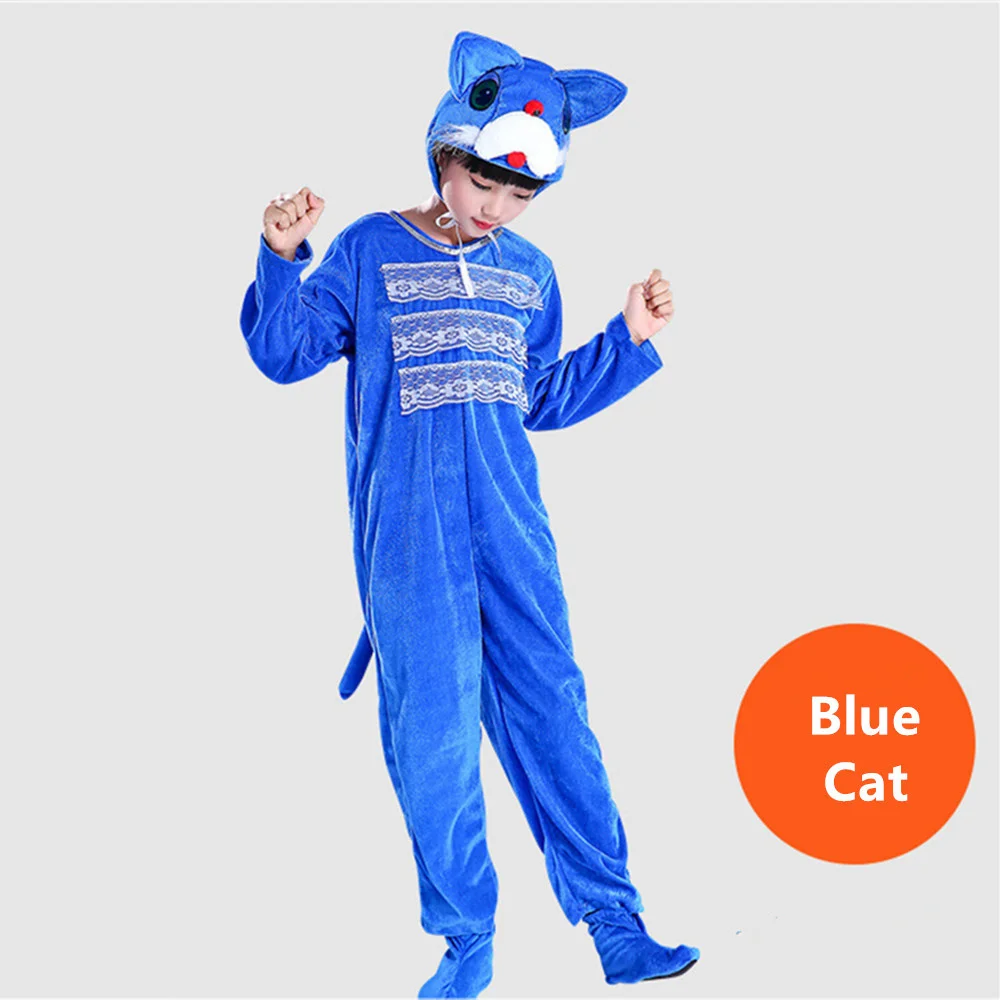 Unisex Animal Jumpsuit Cosplay For Kids Cute Yellow Duck Bee Blue Cat Children's Day Carnival Party Campus Performance Costume