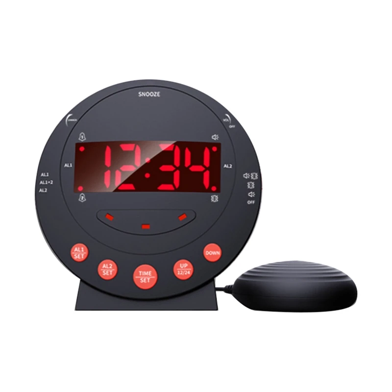 1 SET Powerful Vibration Alarm Clock Elderly Deaf Home Digital Extra Loud Vibration Clock For Hearing Impaired EU Plug