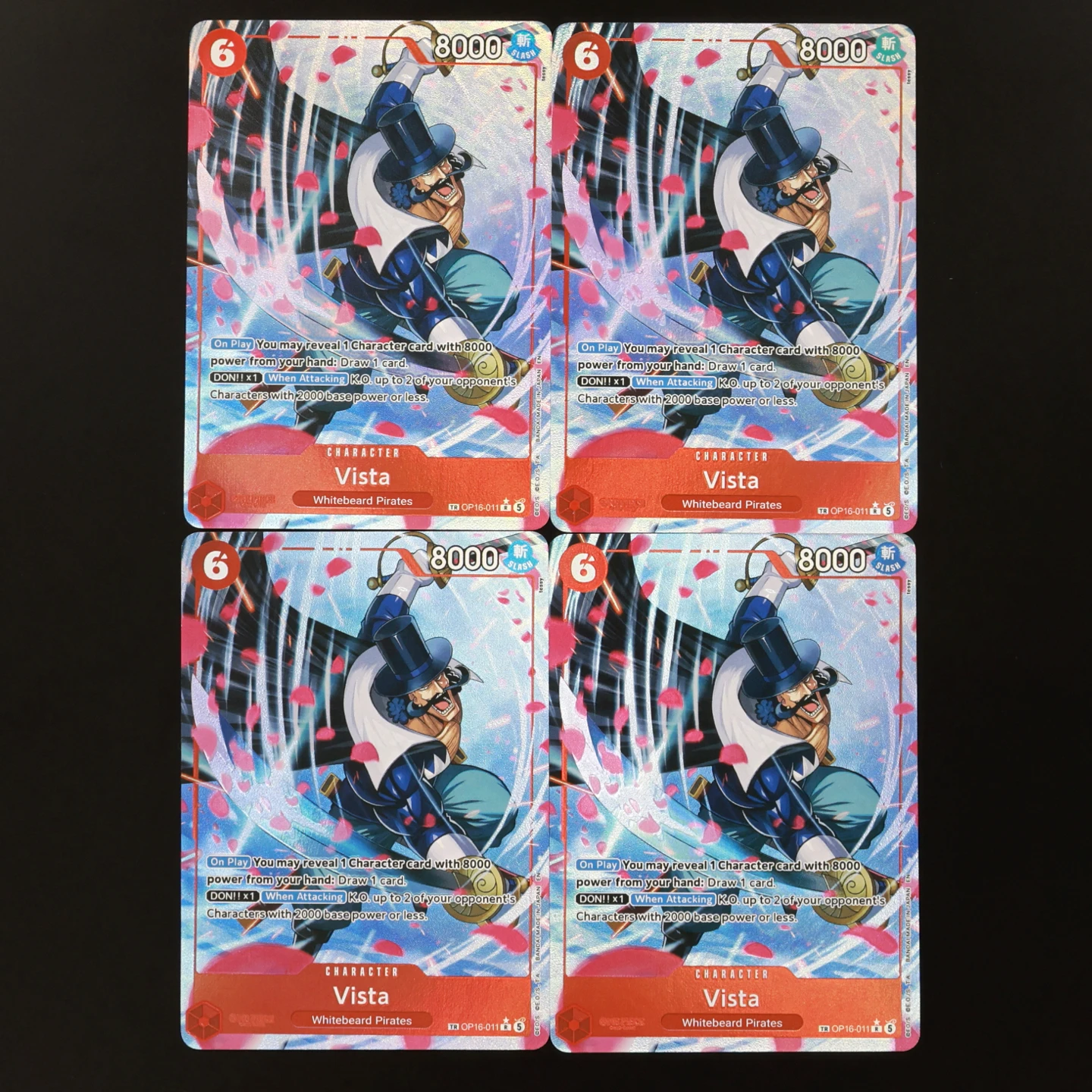 

One Piece TCG OPCG English OP16-011 Vista TR 6 Cost Red Vista Textured Foil Card Anime Collectible Card