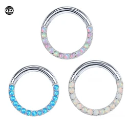 New Titanium Septum Piercing Nose Ring 8-10mm Opal Hinged Segment Clicker Ear Cartilage Earrings Helix Lip Piercing Body Jewelry