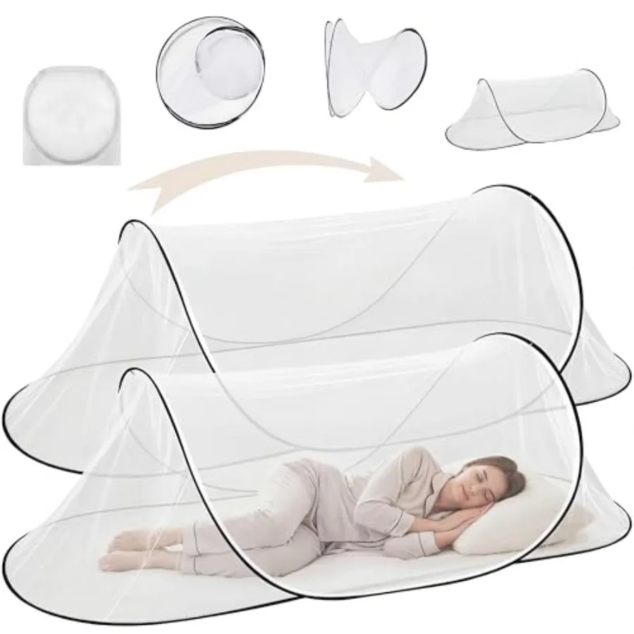 

2 Pcs Large Pop Up Mosquito Net for Bed 78 * 31 * 22 Inch Portable Foldable Mosquito Netting for Camping Outdoor Indoor Travel