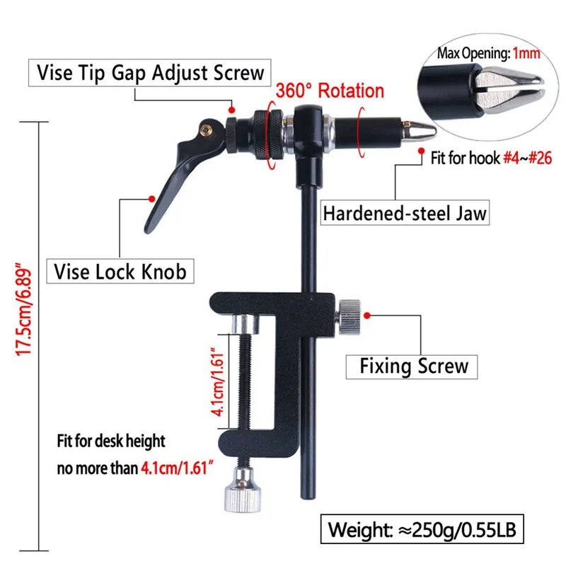 

AEF6-Fishing Repair Tools C-Clamp Tying Vise Fly Tying Tool Kit Fly Fishing Tying Threads Tools