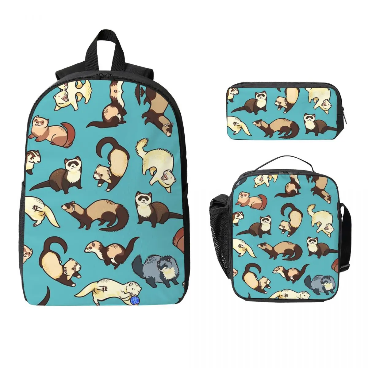 

Cat Snakes In Blue Backpack Student Boys Girls BookBag School Bag Computer Shoulder Bags 3ps Insulated Lunch Bag Pencil Case