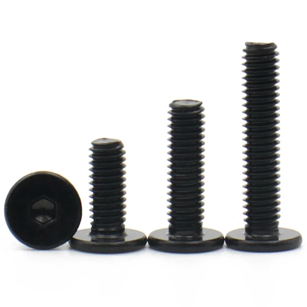 10pcs Black Stainless Steel M2 M2.5 M3 M4 M5 M6 CM Hex Hexagon Socket Ultra Thin Super Low Flat Head Allen Cap Screw Bolt