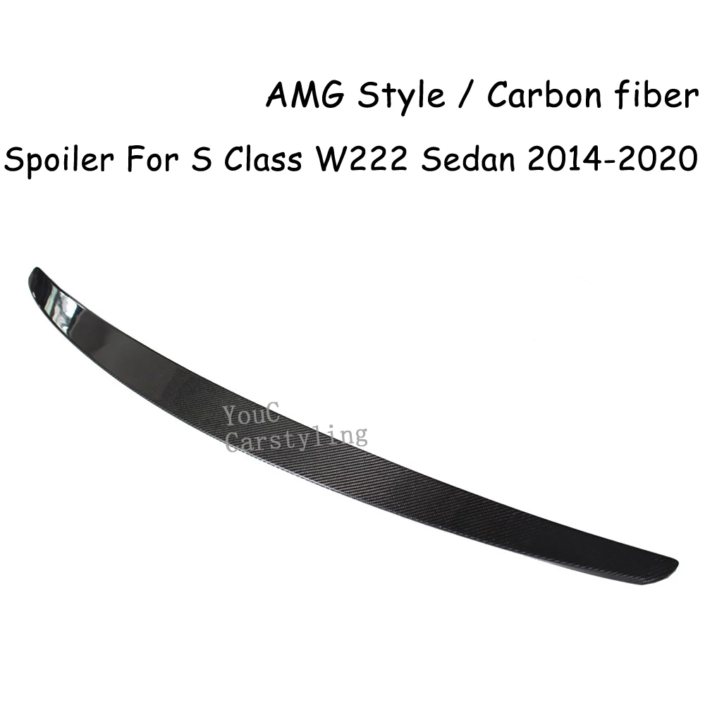 W222 AMG Style Carbon Fiber Trunk Boot Lip Spoiler for Mercedes S Class W222 4-door Sedan 2014-2020 S350 S400 S450 S500 S600