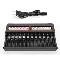 NEW-18650 Charger 12 Slots Aa.Aaa Nickel Metal Hydride/Lithium Battery Smart Universal Charger With Display US-Plug