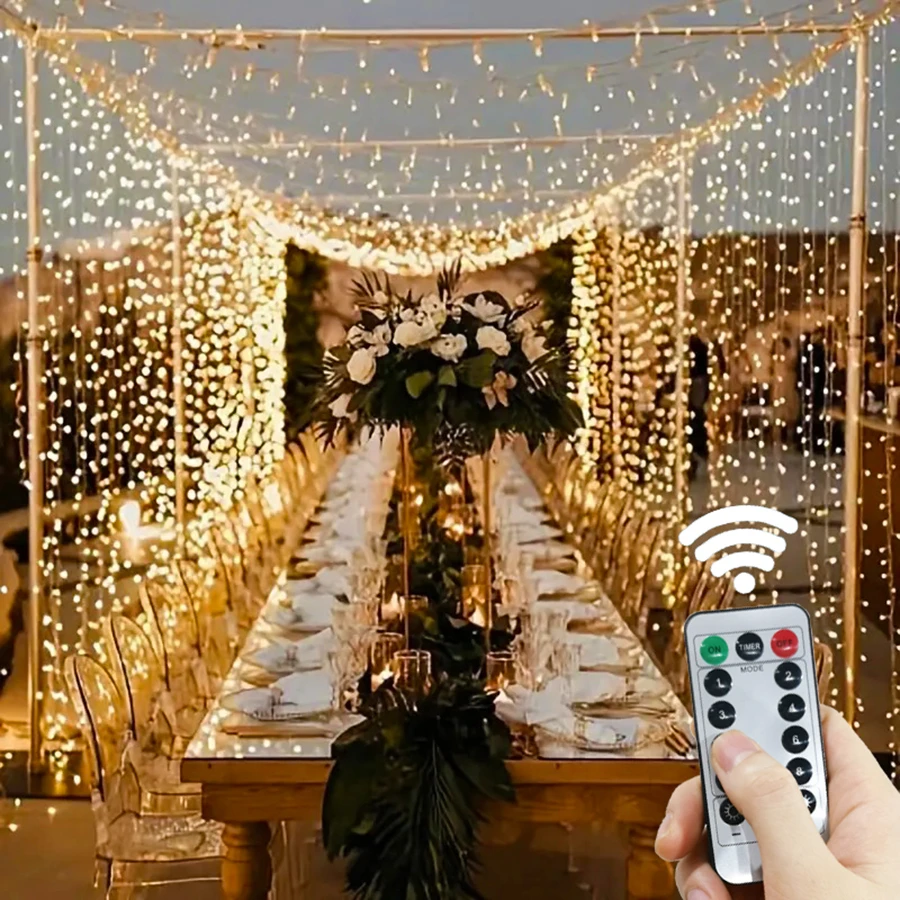 3M LED Curtain String Lights Fairy Decoration USB Holiday Garland Lamp 8 Mode For Home Garden Christmas Party New Year Wedding
