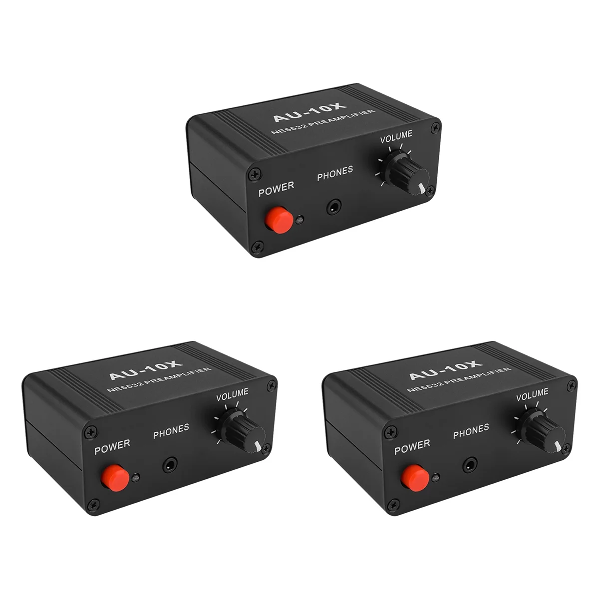 【Ostatnia szansa!】3X AU-10X NE5532 Wzmacniacz sygnału audio Płytka przedwzmacniacza słuchawkowego Wzmacnienie 20Db RCA 3.5MM Regulacja głośności Ton DC 12V