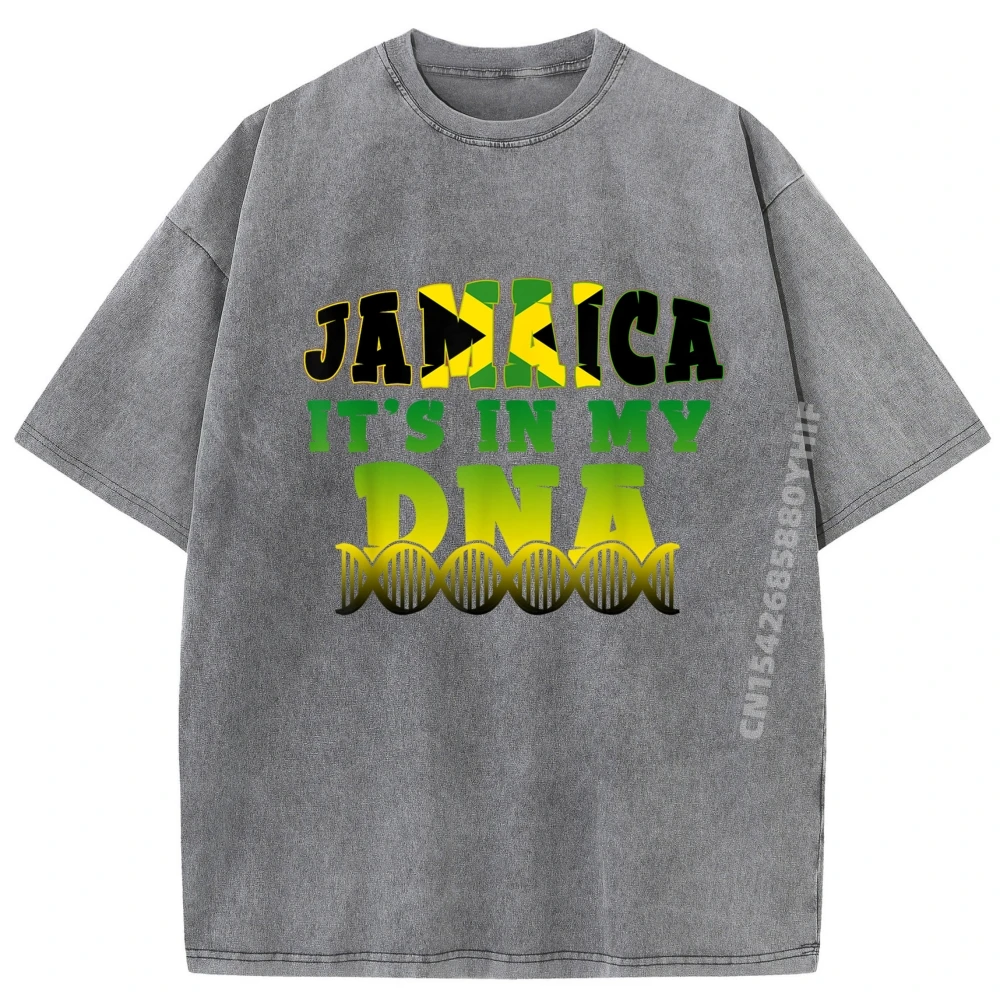 تي شيرت رجالي مطبوع عليه علم جامايكي جامايكا إنه في بلدي Dna قمصان جرافيك للرجال ملابس فاخرة قميص مغسول كبير الحجم #3