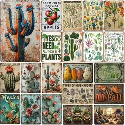 Metal Tin Poster Plants Cactus Metal Tin Signs Posters Plate Wall Decor for Bars Restaurant Cafe Clubs Retro Posters Plaque