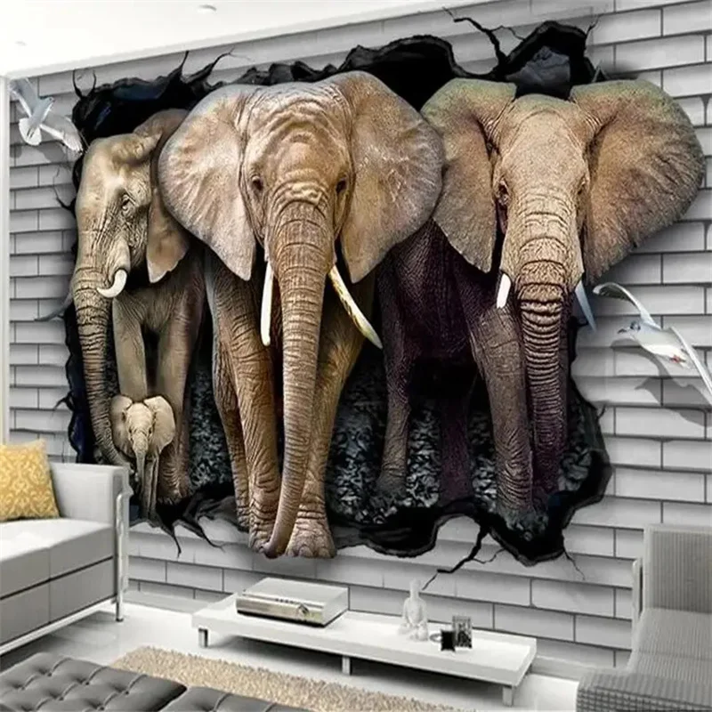 Custom wallpaper 3d photo mural papel de pared gold embossed elephant background wall restaurant painting living room home decor