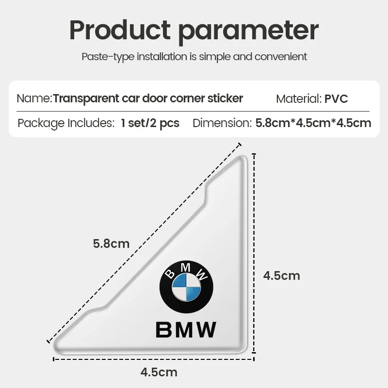 2szt Przezroczysta naklejka antykolizyjna na drzwi samochodowe do BMW M Performance E46 E90 E60 F10 F30 E39 F20 E87 X