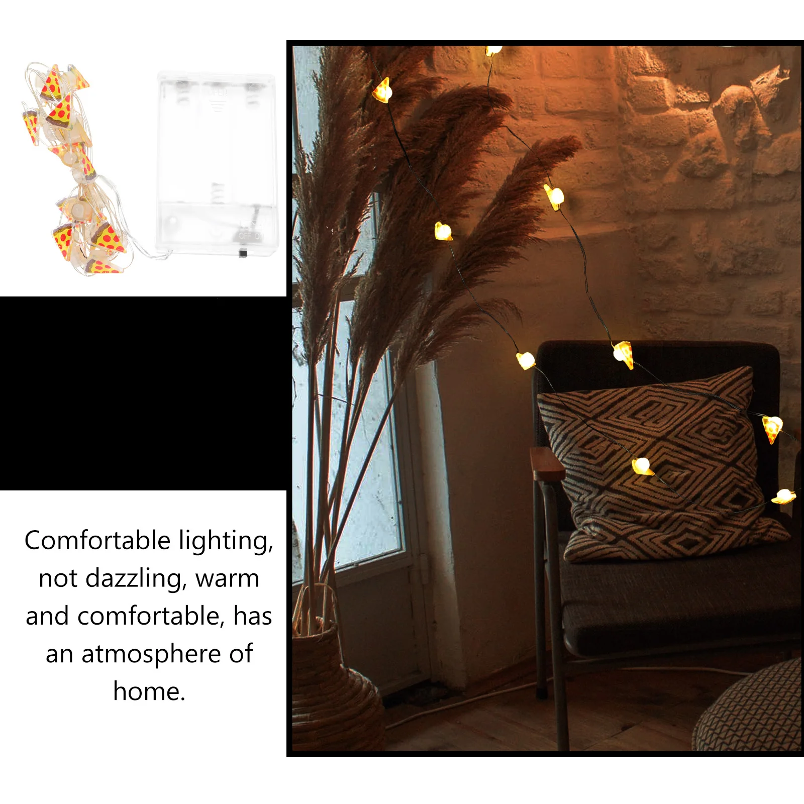 

1Pcs Christmas Decoration Lights 2 Meter Pizza Shaped String Lamp Creative Holiday Decorative Light for Home Garden Courtyard