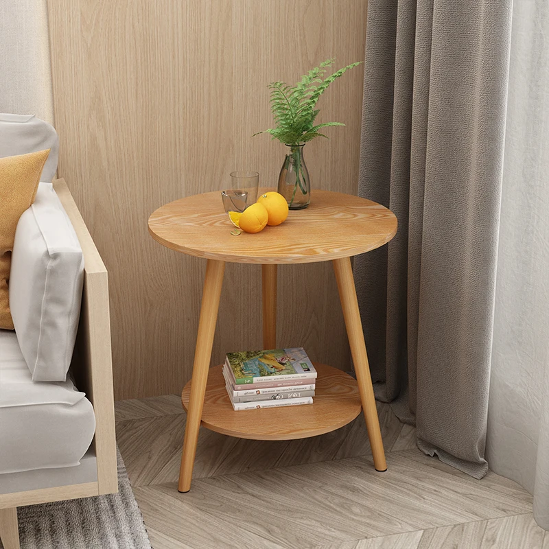 #Bedside Small Coffee Table Rental House Apartment Modern Double-Decker Two-Layer Sofa Side Table