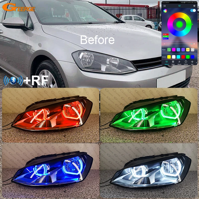 

Для Volkswagen VW Golf 7 VII MK7 Bluetooth App Multi Color Crystal DTM M4 Style Ultra Bright RGB LED Angel Eyes Kit Halo Rings