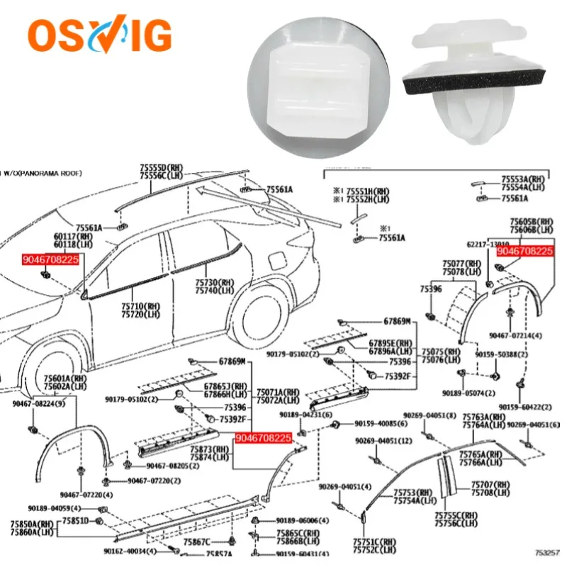 20 قطعة OE # 90467-08225 عجلة الحاجز مضيئة صب كليب لتويوتا كورولا هايلاندر RAV4 يناسب لكزس UX200 UX250h RX350 IS350