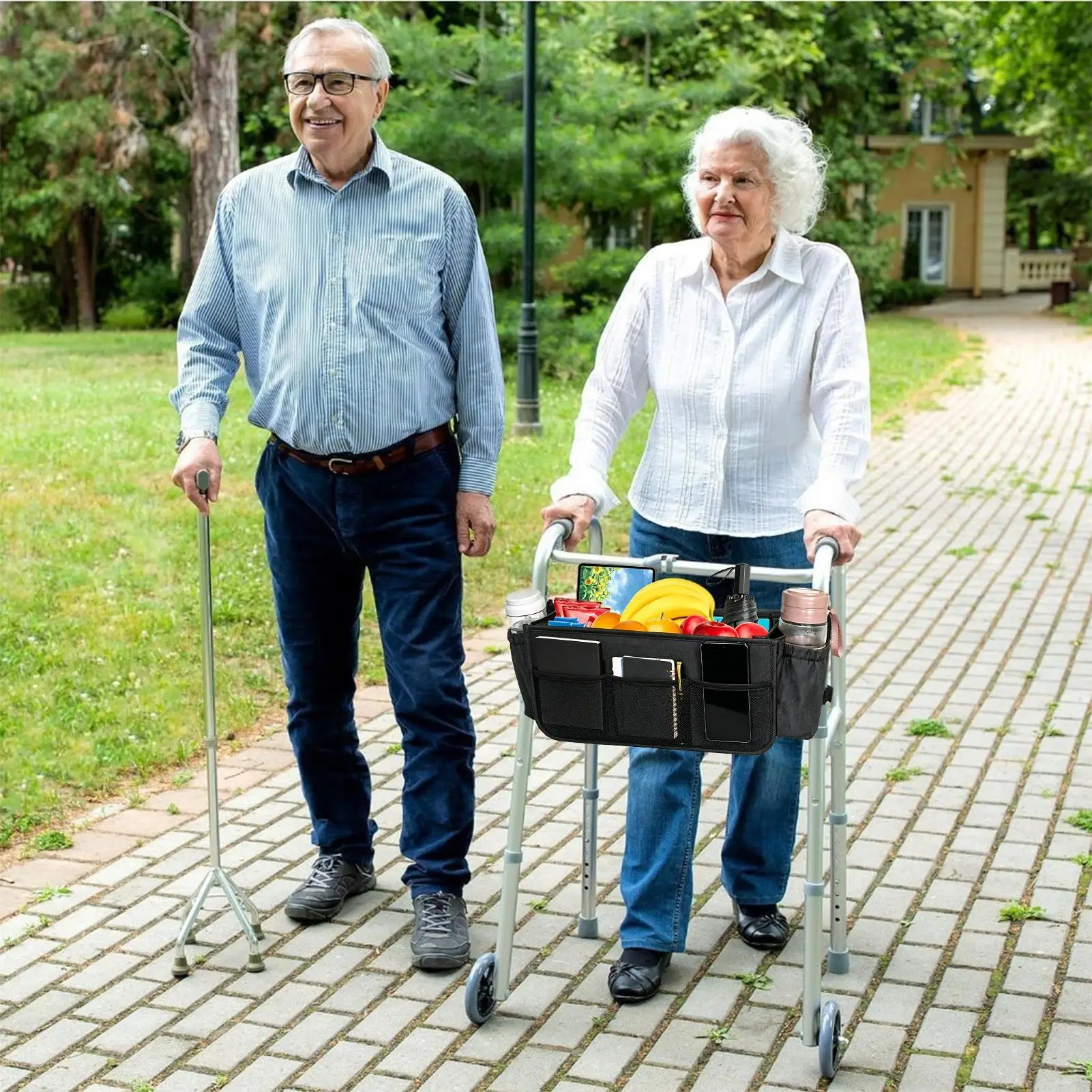Rollator Walker Bag Portable Large Capacity Waterproof Folding Rollator Bag For Seniors Home Indoor Outdoor Walking Outing