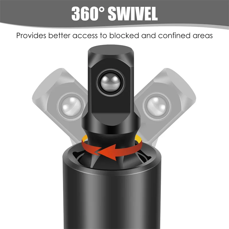 360 Degree Swivel Knuckle Joint Air Impact 1/2 3/8 1/4 Inch Wobble Retractable Socket Adapter for Pneumatic Wrench Tool