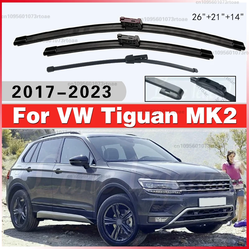 

26"+21"+14" LHD RHD Front Rear Wiper Blades Allspace Windshield Windscreen Window For Volkswagen VW Tiguan MK2 2016 - 2023 RLine