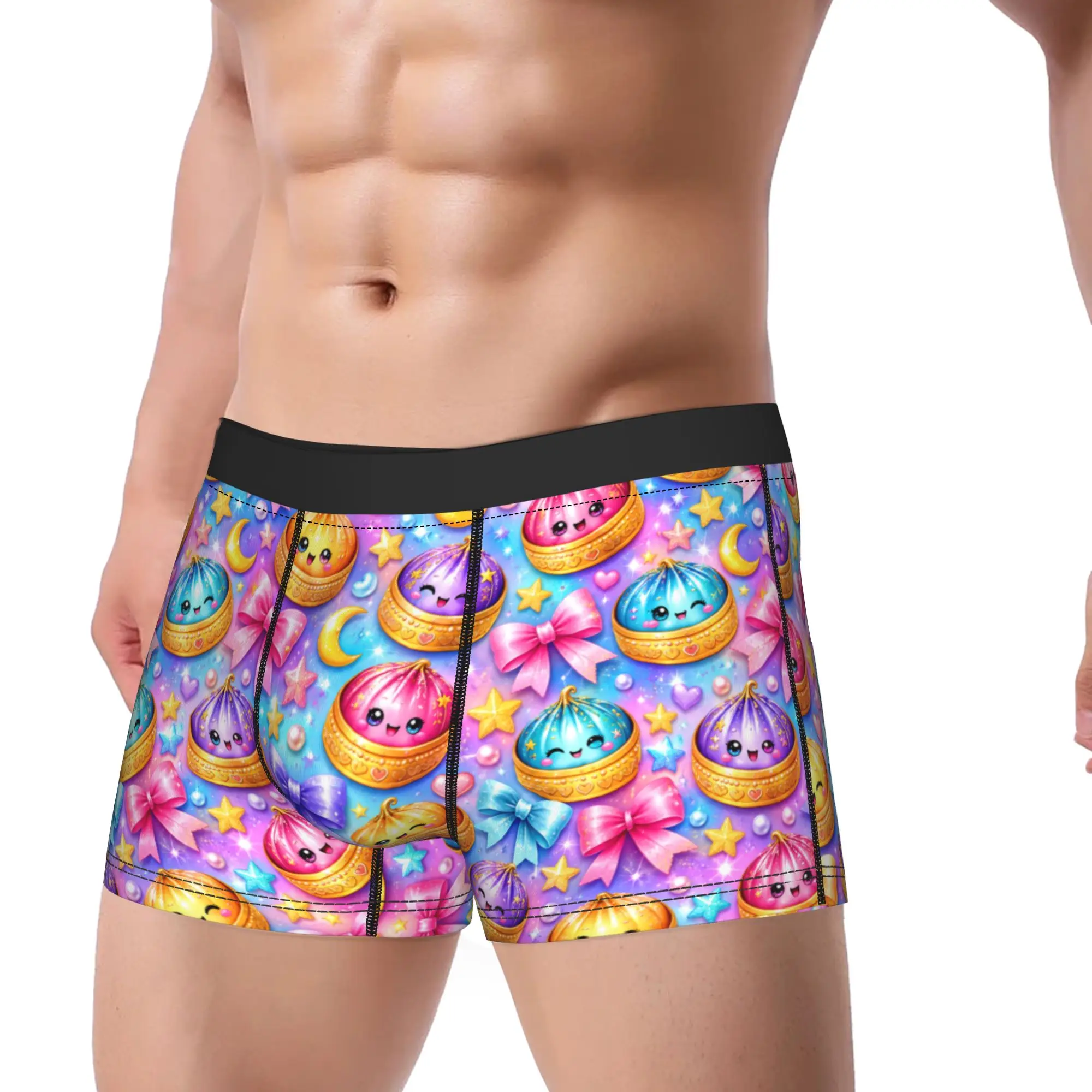 Kawaii Xiaolongbao Ribbon Underwear  Design Trunk Trenky Male Underpants Soft Trend Boxer Brief Birthday Gift