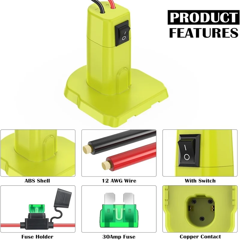 محول عجلة كهربائي لريوبي ، مجموعة محول الطاقة ، بطارية 18 فولت ، سلك قياس 12 ، P102 ، P103 ، P104 ، P105 ، P107 ، Ni-CD ، بطارية ليثيوم أيون