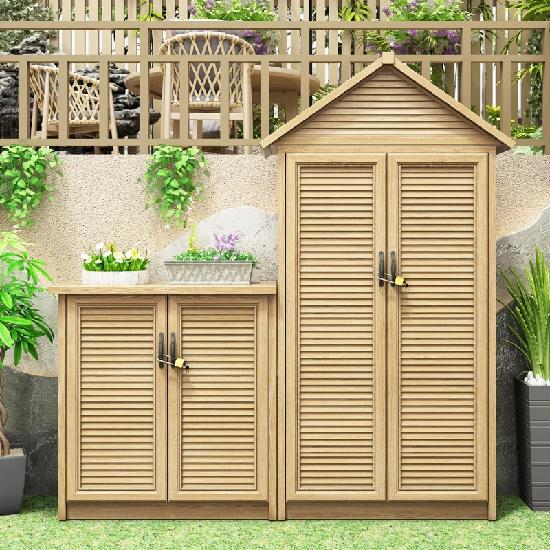 

Modern Creative Aluminum Storage Tool Cabinet Waterproof Sunproof Outdoor Garden Tool Cabinet Villa Yard Outdoor Furniture FYTC